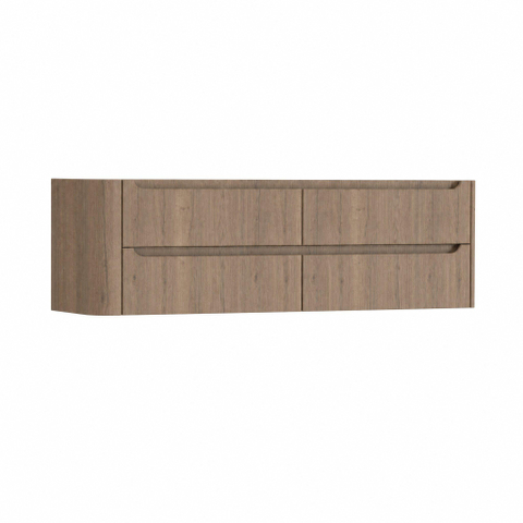 H&R Badmeubelen Juice Wastafelonderkast - 160x45x50cm - linkerhoek afgerond - 4 lades - geïntegreerde greep - charleston SW1491286