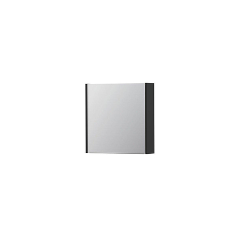 INK SPK1 Spiegelkast - 60x14x60cm - 1 deur - dubbelzijdige Spiegel - schakelaar en stopcontact - MDF lak zwart mat SW440211
