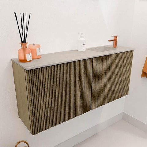 Mondiaz JOYA-DLUX 90cm toiletmeubel - kleur Dusk - Wastafel FAYE positie Rechts 1 kraangat kleur Opalo. SW1423343