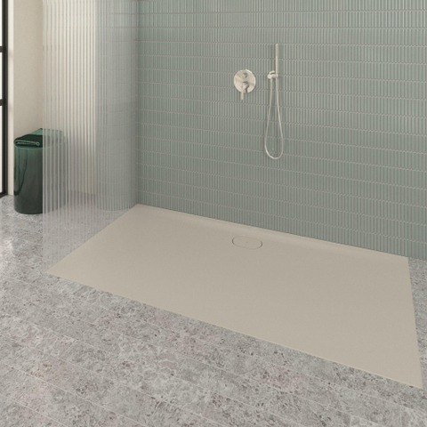 Villeroy & Boch Ecora douchebak - 180x90x3.5cm - afvoer lange zijde - almond (beige) SW1558914