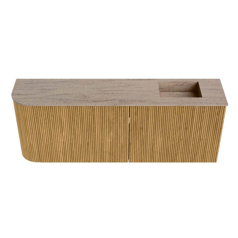 Mondiaz JOYA-DLUX Meuble de toilette - arrondi gauche couleur Chêne - Vasque FAYE position Droite 1 trou de robinet couleur Saba SW1424231
