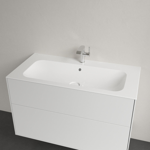 Villeroy & Boch finion meubelwastafel - 1 kraangat - 100x50cm CeramicPlus - met verdekte overloop - White Alpine (glans wit) SW106530