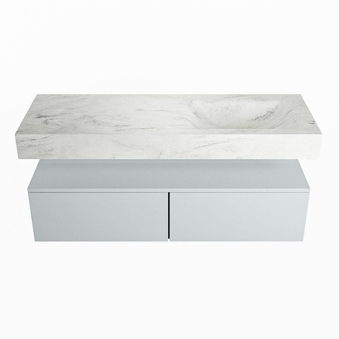 MONDIAZ ALAN - DLUX Badkamermeubelset - 130cm - onderkast - Clay - 2 lades - vrijhangende wastafel - wasbak rechts - 1 kraangat - Opalo SW806904