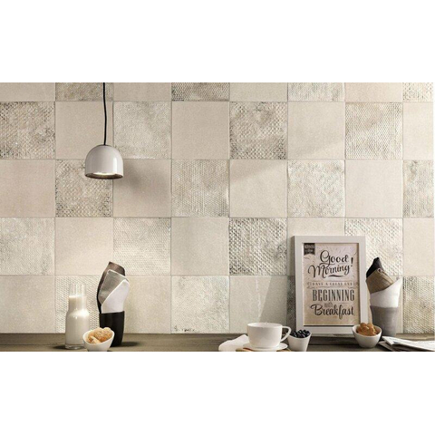 Terravito Ellino carreau mural et de sol - 20x20cm - 9mm - Carré - Aspect pierre naturelle - Blanc mat SW88626