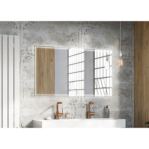 H&R Badmeubelen Jade 2.0 Spiegel - 100x70cm - verlichtingsbalk - dotless indirecte verlichting rondom - touch sensor - traploos dimbaar - kleurtemperatuur in te stellen - spiegelverwarming SW1171061