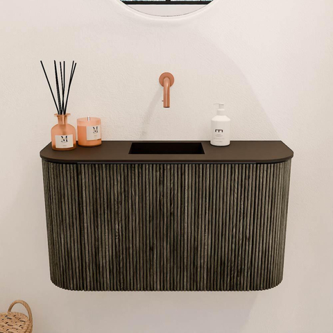 Mondiaz JOYA 73.2cm toiletmeubel - ronding links en rechts kleur Shadow - Wastafel FAYE positie Midden Zonder kraangat kleur Urban. SW1421542