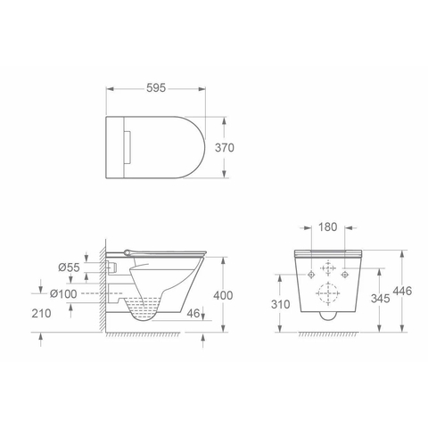 SHOWROOMMODEL Royal plaza Juglans Douche WC Randloos met fohn en ladydouche Glans Wit SHOW25812