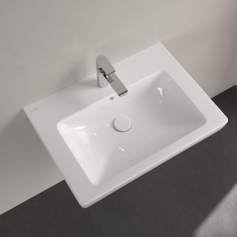 Villeroy & Boch Subway 2.0 wastafel - 65x47cm - 1 kraangat - met overloop CeramicPlus - White Alpine (glans wit) 1024071