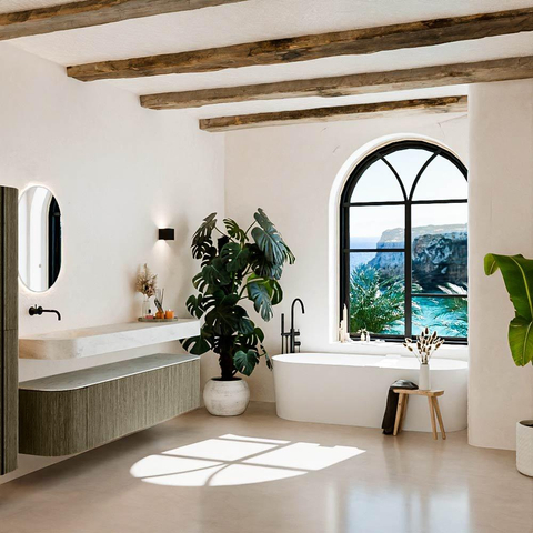 MONDIAZ THOR-DLUX Meuble de salle de bains 190cm arrondi gauche + droite couleur Shadow avec 2 tiroirs et 2 portes. Vasque suspendue CLOUD Gauche sans trou de robinet couleur Opalo. SW1466571
