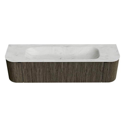 Mondiaz KURVE-DLUX Ensemble de meubles de salle de bains - 170x46x40cm - 1 tiroir - 2 portes - lavabo solid surface - milieu - sans trou de robinet - Shadow SW1414068