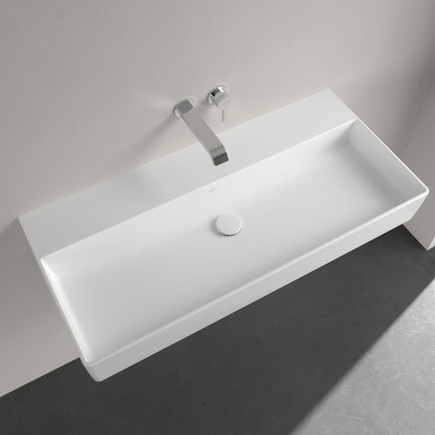 Villeroy & Boch Memento 2.0 lavabo - dessous rectifié 100x47cm - sans trop-plein sans trou de robinet blanc SW358454