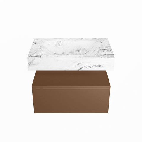 MONDIAZ ALAN - DLUX Badkamermeubelset - 70cm - onderkast - Rust - 1 lade - vrijhangende wastafel - wasbak midden - 1 kraangat - Glace SW805771