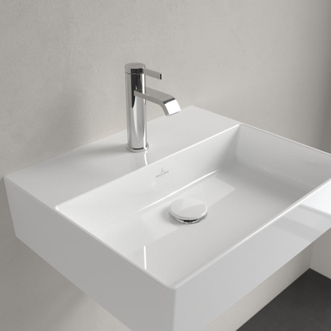 Villeroy & Boch memento 2.0 wastafel - voor handdoekhouders - 50x42cm - zonder overloop - 1 kraangat - White Alpine (glans wit) SW358404
