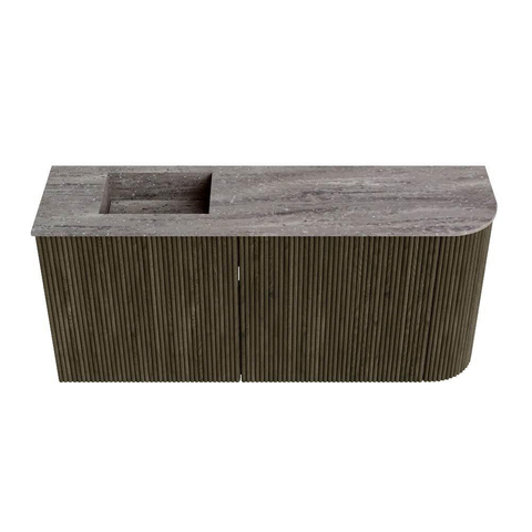 Mondiaz JOYA-DLUX 91.6cm toiletmeubel - ronding rechts kleur Shadow - Wastafel FAYE positie Links Zonder kraangat kleur Oza. SW1425073
