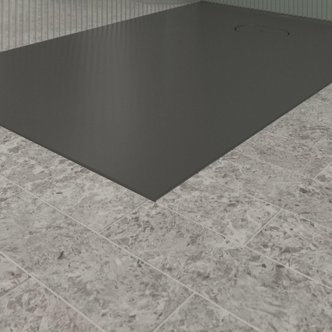 Villeroy & Boch Ecora douchebak - 120x80x3.5cm - afvoer korte zijde - anthracite (antraciet) SW1558996