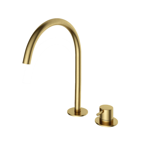 Hotbath Cobber Wastafelmengkraan - hoog - opbouw - zonder waste - PVD - geborsteld messing (goud) SW1117819