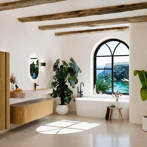 MONDIAZ THOR-DLUX 160cm meuble de salle de bains arrondi gauche + droite couleur Oak avec 1 tiroir et 2 portes. Vasque suspendue CLOUD Droite 1 trou de robinet couleur Saba. SW1465335