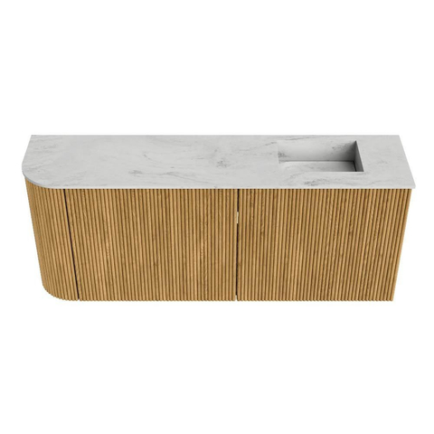 Mondiaz JOYA-DLUX 101.6cm toiletmeubel - ronding links kleur Oak - Wastafel FAYE positie Rechts Zonder kraangat kleur Opalo. SW1422142