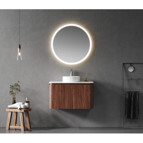 Royal Plaza Terra Meuble sous-lavabo - 80cm - 2 tiroirs - coins arrondis - châtaignier (noyer) SW1174098