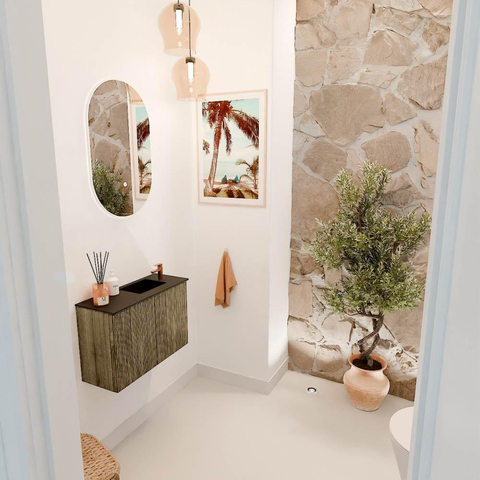 Mondiaz JOYA 60cm meuble de toilette - couleur Dusk - Vasque FAYE position Droite 1 trou de robinet couleur Urban. SW1421636