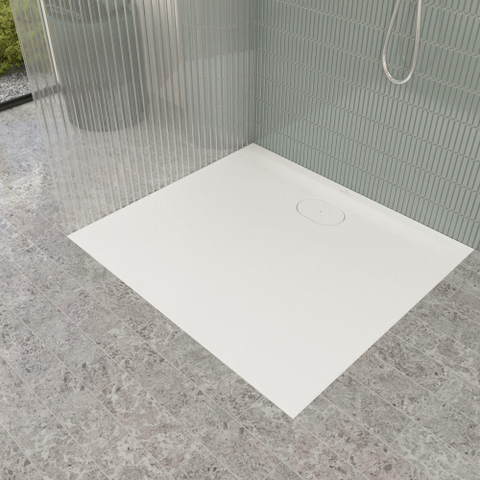 Villeroy & Boch Ecora douchebak - 100x90x3.5cm - afvoer lange zijde - white alpine (wit) SW1558944