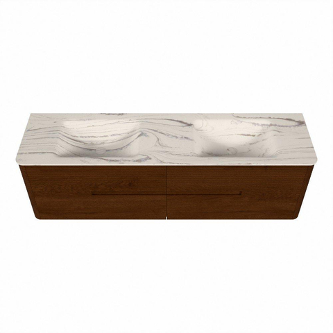 Mondiaz CIRO-DLUX Badkamermeubelset - 170x45x50cm - Solid surface wastafel Nata - 2 wasbak Dubbel - zonder kraangaten - 4 lades - Ruby SW1532086