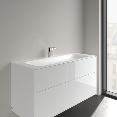 Villeroy & Boch finion meubelwastafel - met 1 kraangat - 120x50cm CeramicPlus - met verdekte overloop - geslepen - Stone White (mat wit) SW209581