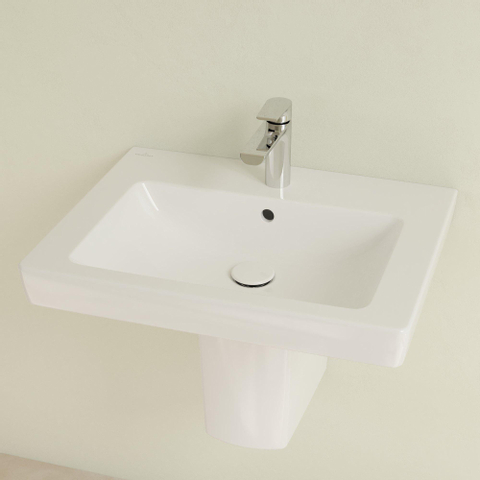 Villeroy & Boch Subway 2.0 wastafel - 60x47cm - 1 kraangat - met overloop CeramicPlus - White Alpine (glans wit) 1024080
