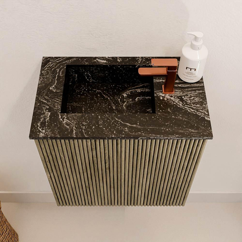 Mondiaz JOYA-DLUX Meuble de toilette 40cm - couleur Dusk - Vasque FAYE position Gauche 1 trou de robinet couleur Lava SW1423207