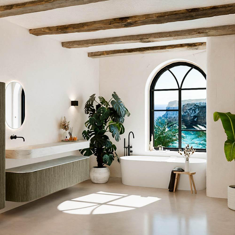 MONDIAZ THOR-DLUX 200cm meuble de salle de bains arrondi gauche + droite couleur Shadow avec 2 tiroirs et 2 portes. Vasque suspendue CLOUD Gauche sans trou de robinet couleur Opalo. SW1467035