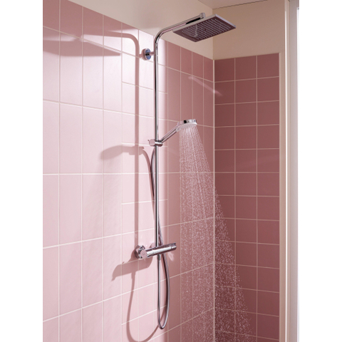 Hansgrohe Crometta e 240 - 1jet - showerpipe: - met Ecostat - 1001 CL douchekraan thermostatischHOH=15cm - met E - 24 - thermostaat - hoogglans chroom SW73205