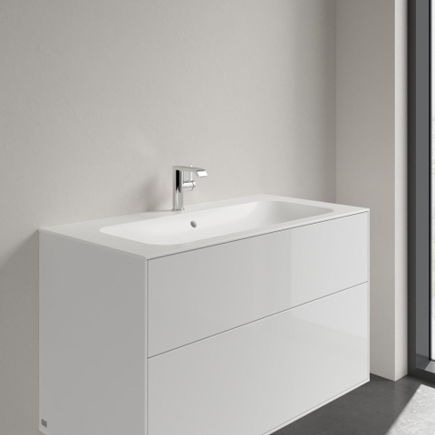 Villeroy & Boch finion meubelwastafel - 1 kraangat - 100x50cm CeramicPlus - met verdekte overloop - Stone White (mat wit) SW209577