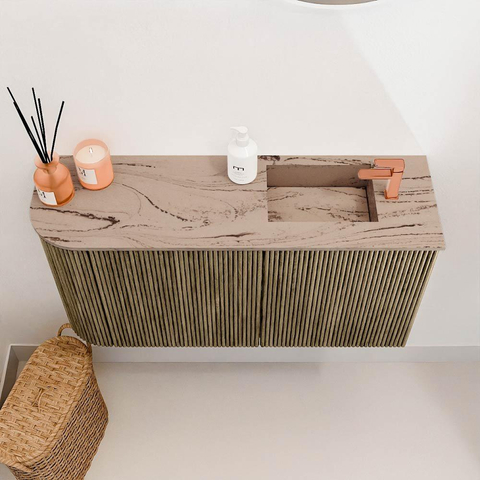Mondiaz JOYA-DLUX 81.6cm toiletmeubel - ronding links kleur Dusk - Wastafel FAYE positie Rechts 1 kraangat kleur Arena. SW1425779