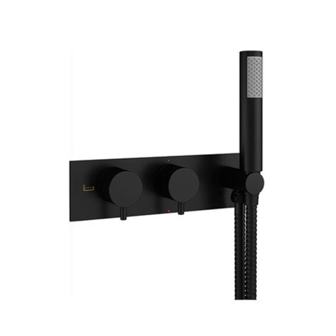 Crosswater MPRO robinet de douche encastré 27.5x12cm thermostatique partie de finition avec ensemble de douchette noir mat SW385376