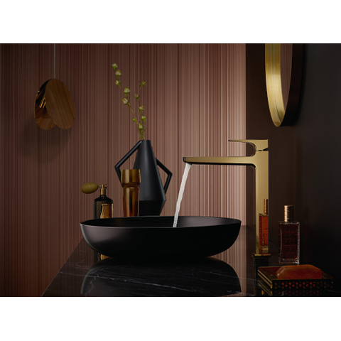 Hansgrohe Metropol 1-gats wastafelkraan - 260 met push open waste - met voorsprong vaste uitloop 20.4cm - glans goud SW297579