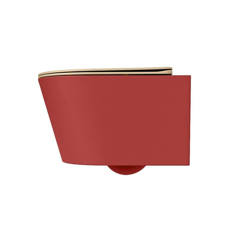 Mondiaz LAVIE WC suspendu – sans bride – 36 x 53 cm – avec abattant softclose – Fire (rouge), abattant Sand (beige) SW1208769