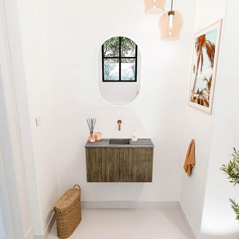 Mondiaz JOYA-DLUX 70cm toiletmeubel - kleur Dusk - Wastafel FAYE positie Midden Zonder kraangat kleur Sombra. SW1426133
