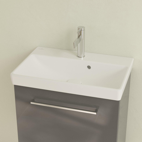 Villeroy & Boch Avento wastafel - compact - 55x37cm - met overloop CeramicPlus - Stone White (mat wit) SW448523