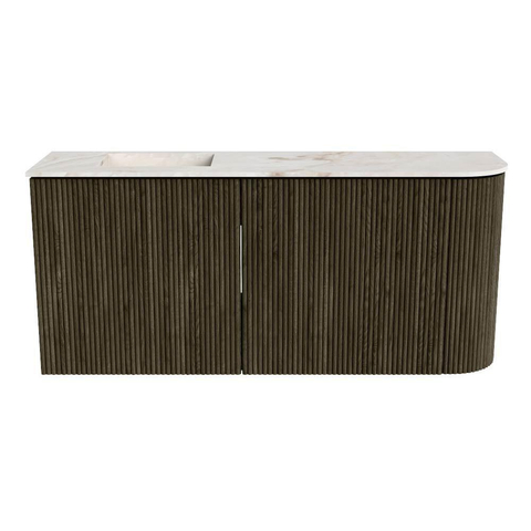 Mondiaz JOYA-DLUX 91.6cm toiletmeubel - ronding rechts kleur Shadow - Wastafel FAYE positie Links 1 kraangat kleur Frappe. SW1422733