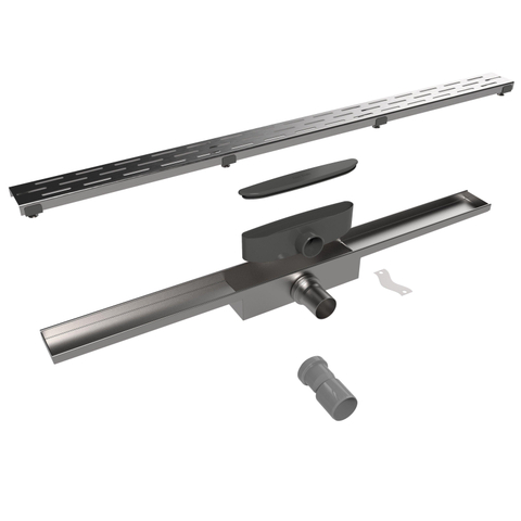 Easy Drain Compact caniveau de douche plaque unique avec sortie latérale 6x120cm 30mm acier inoxydable 2301319