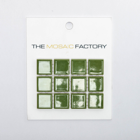 ÉCHANTILLON The Mosaic Factory Barcelona carreau mosaïque 2,3x2,3x0,6cm carreau mural pour intérieur et extérieur carré porcelaine Vert olive SW861989