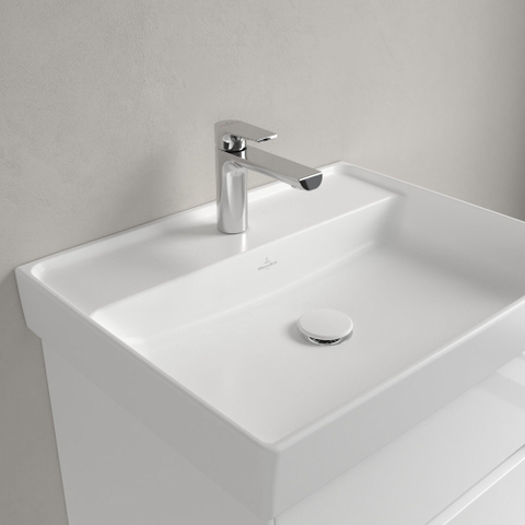 Villeroy & Boch Collaro wastafel - 60x47cm - zonder overloop - 1 kraangat CeramicPlus - Stone White (mat wit) SW358312