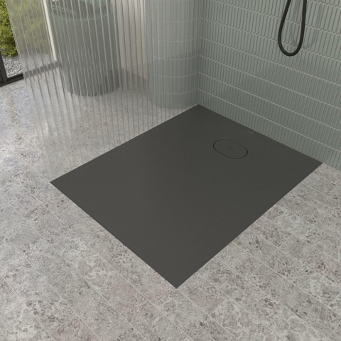 Villeroy & Boch Ecora douchebak - 100x80x3.5cm - afvoer korte zijde - anthracite (antraciet) SW1558894