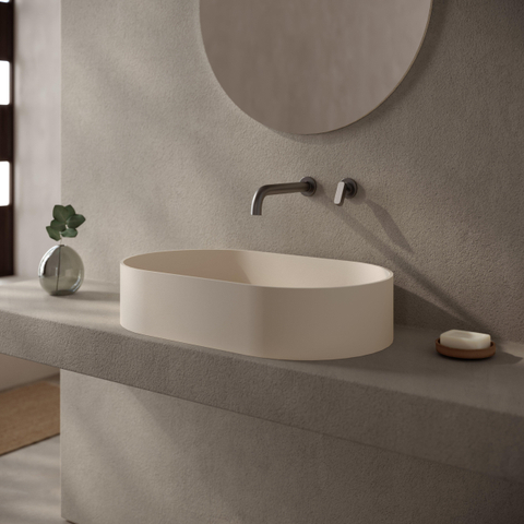 Ideavit Solidthin-60 Lavabo à poser - 60x35x13 - solid surface - crème mat SW1476803