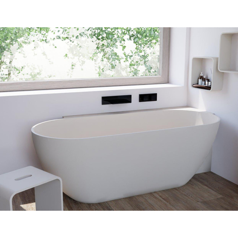 Arcqua Havana Baignoire demi-îlot - 170x80cm - droite - mat blanc SW1224208