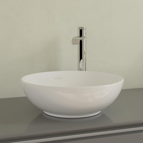 Villeroy & Boch Loop & Friends opzetwastafel - 38x38cm - zonder kraangat - met overloop CeramicPlus - White Alpine (glans wit) SW644143