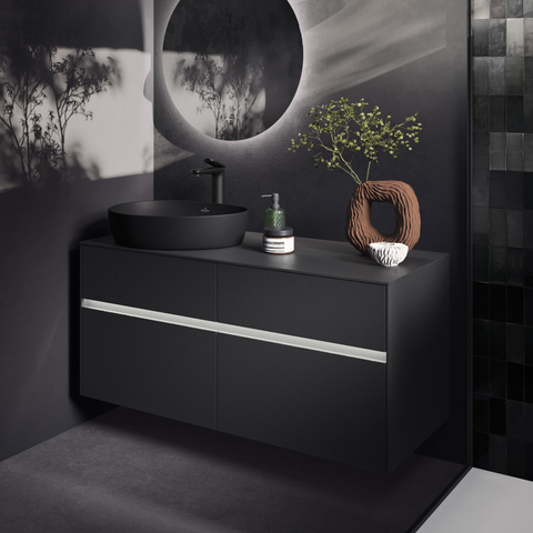 Villeroy & Boch Antao 1 greeps wastafelkraan verhoogd - met push open afvoergarnituur - mat zwart SW974158