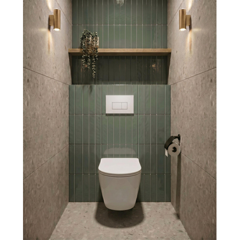 QeramiQ Dely Pack WC cuvette sans bride 36.3x51.7cm avec bâti-support Geberit UP320 abattant WC blanc mat frein de chute et plaque de commande Blanc mat boutons Rectangulaires SW804604