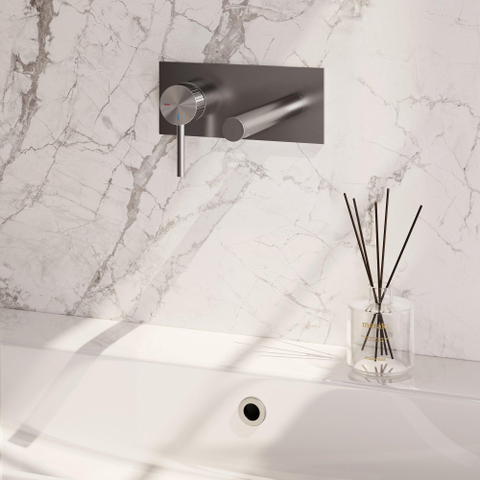 BRAUER Stripe Mitigeur lavabo encastré - bec droit et plaque de recouvrement - modèle A2 - couleur inox brossé PVD SW1435040