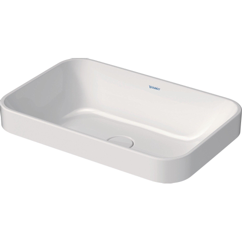 Duravit Happy D.2 Plus waskom rechthoekig - zonder kraangat - zonder overloop - 60x40cm - met keramische afdekkap - glans wit SW297018